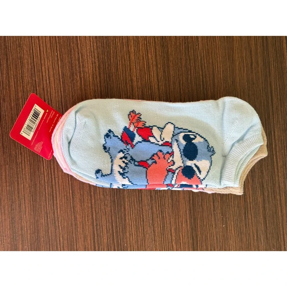 Lilo and Stitch Womens Juniors Ankle Socks 5 Pairs Size 4-10 5 Pairs